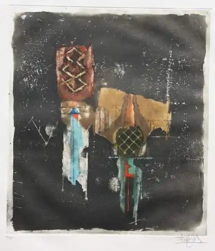 Johnny Friedlaender (1912-1992), signierte Farbradierung, ohne Titel, 1972