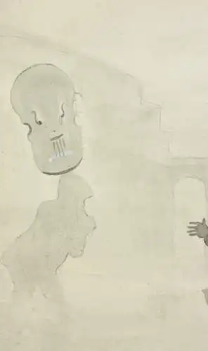Werner Oberdörffer, monogrammiertes Aquarell, "Im Morgennebel", Musiker, um 1900