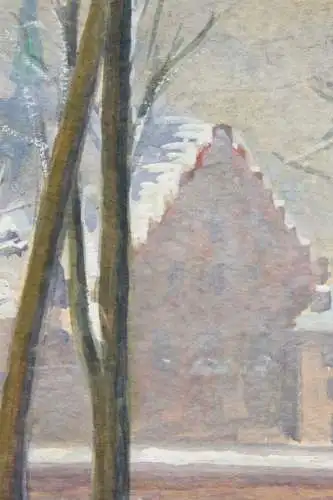 Heinrich R. Claar, signierte Gouache, Mainufer mit Kaiserdom, Frankfurt am Main
