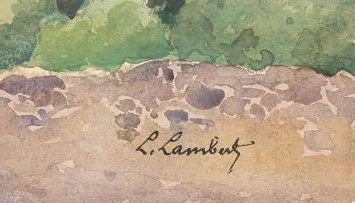 Léon Eugène Lambert (1865-1936) signiertes Aquarell Stadtansicht Le Puy-en-Velay