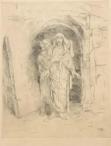 Wilhelm August Theodor Steinhausen (1846-1924) Radierung Auferstandener Christus