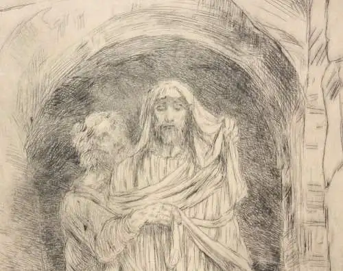 Wilhelm August Theodor Steinhausen (1846-1924) Radierung Auferstandener Christus