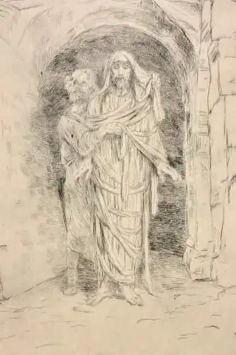 Wilhelm August Theodor Steinhausen (1846-1924) Radierung Auferstandener Christus