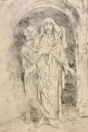 Wilhelm August Theodor Steinhausen (1846-1924) Radierung Auferstandener Christus