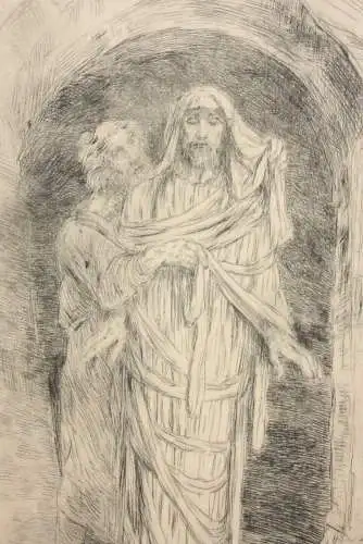 Wilhelm August Theodor Steinhausen (1846-1924) Radierung Auferstandener Christus