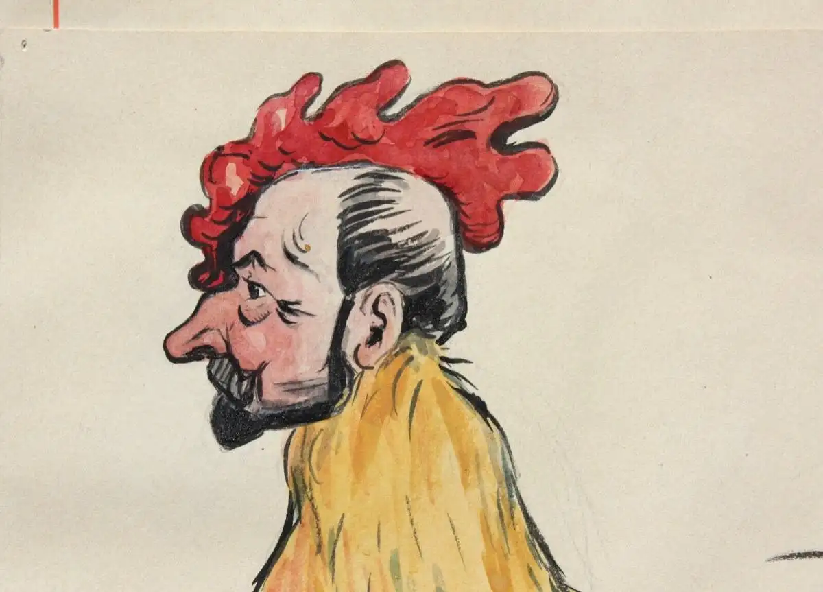 Otto Bromberger (1862-1943), Aquarell, Karikatur, 