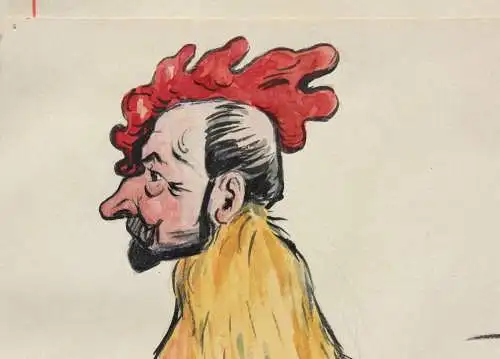 Otto Bromberger (1862-1943), Aquarell, Karikatur, "Ich bin ein gallischer Hahn!"