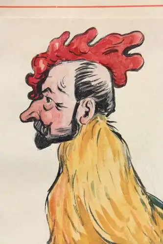 Otto Bromberger (1862-1943), Aquarell, Karikatur, "Ich bin ein gallischer Hahn!"