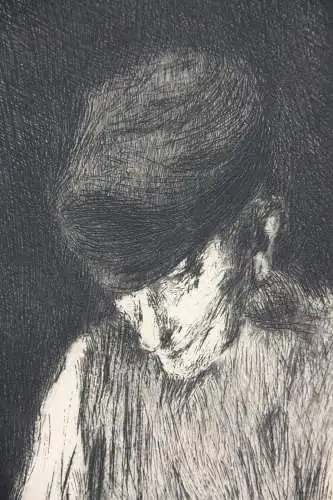 Fritz Mackensen (1866-1953), Original Radierung, "Gänserupfer", 1895