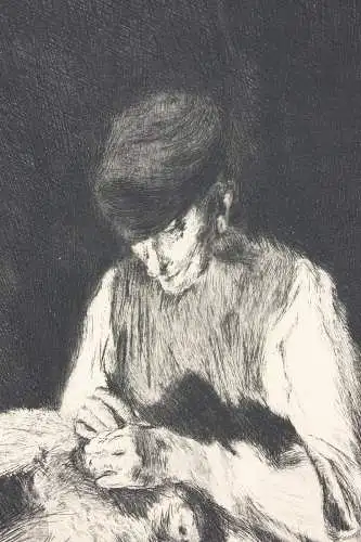 Fritz Mackensen (1866-1953), Original Radierung, "Gänserupfer", 1895