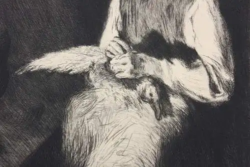 Fritz Mackensen (1866-1953), Original Radierung, "Gänserupfer", 1895
