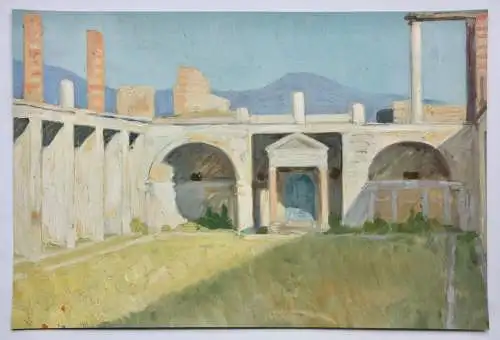 Mediterrane Landschaft mit antiker Ruine, impressionistische Ölstudie, um 1900