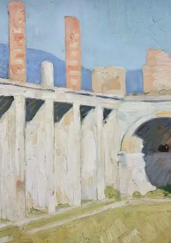 Mediterrane Landschaft mit antiker Ruine, impressionistische Ölstudie, um 1900