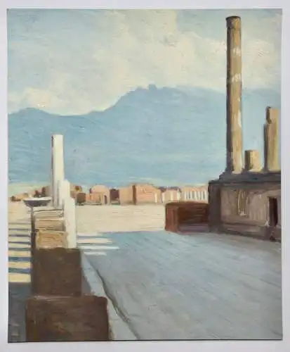 Südliche Landschaft mit antiken Ruinen, impressionistische Ölstudie, um 1900
