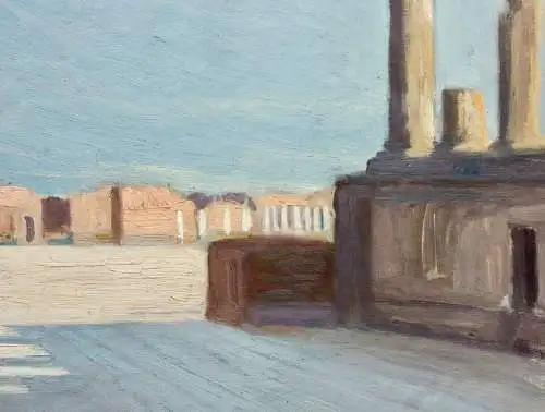 Südliche Landschaft mit antiken Ruinen, impressionistische Ölstudie, um 1900