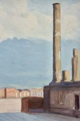Südliche Landschaft mit antiken Ruinen, impressionistische Ölstudie, um 1900