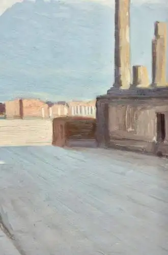 Südliche Landschaft mit antiken Ruinen, impressionistische Ölstudie, um 1900