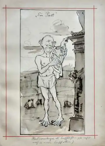 Otto Bromberger (1862-1943), signiertes Aquarell, Karikatur, "Ein Poet", 1903