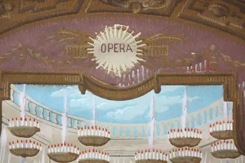 Historische Tapete, Fest im Theater, Bühnenszene, "Opera", Frankreich, um 1920