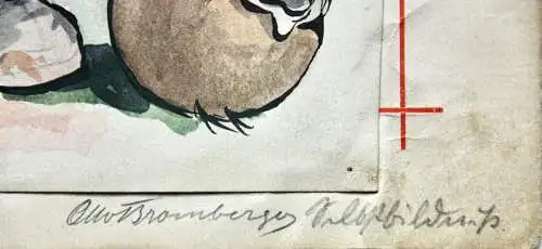 Otto Bromberger (1862-1943), sign. Aquarell, Karikatur, "Selbstbildnis", Elefant