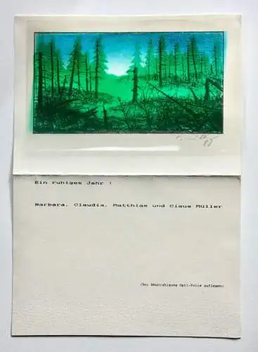 Claus Müller-Schloen (1953-2015), signierte Lithographie mit Opti-Folie, 1988