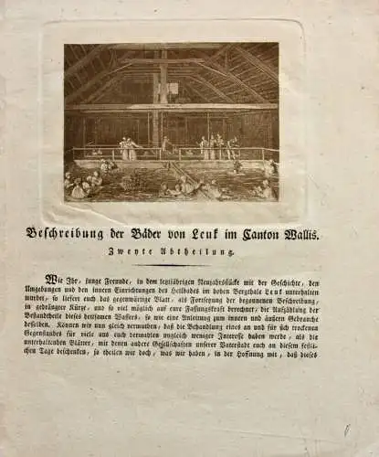 "Beschreibung der Bäder von Leuk im Kanton Wallis" Druck, Heilbäder der Schweiz