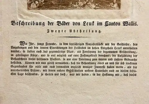 "Beschreibung der Bäder von Leuk im Kanton Wallis" Druck, Heilbäder der Schweiz