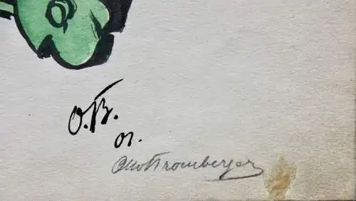 Otto Bromberger (1862-1943) sign. Aquarell Karikatur, Ritt auf geflügeltem Fass