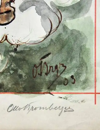 Otto Bromberger (1862-1943) sign. Aquarell, Karikatur "Augen - russ!!!" Zentaur