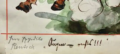 Otto Bromberger (1862-1943) sign. Aquarell, Karikatur "Augen - russ!!!" Zentaur