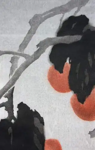 Persimmon Zweig Kaki Früchte chinesischer Holzschnitt im Stil von Qi Baishi 1979