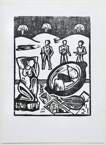 Erich Heckel (1883-1970) Holzschnitt "Kleines Birnenstillleben mit Plastik" 1960