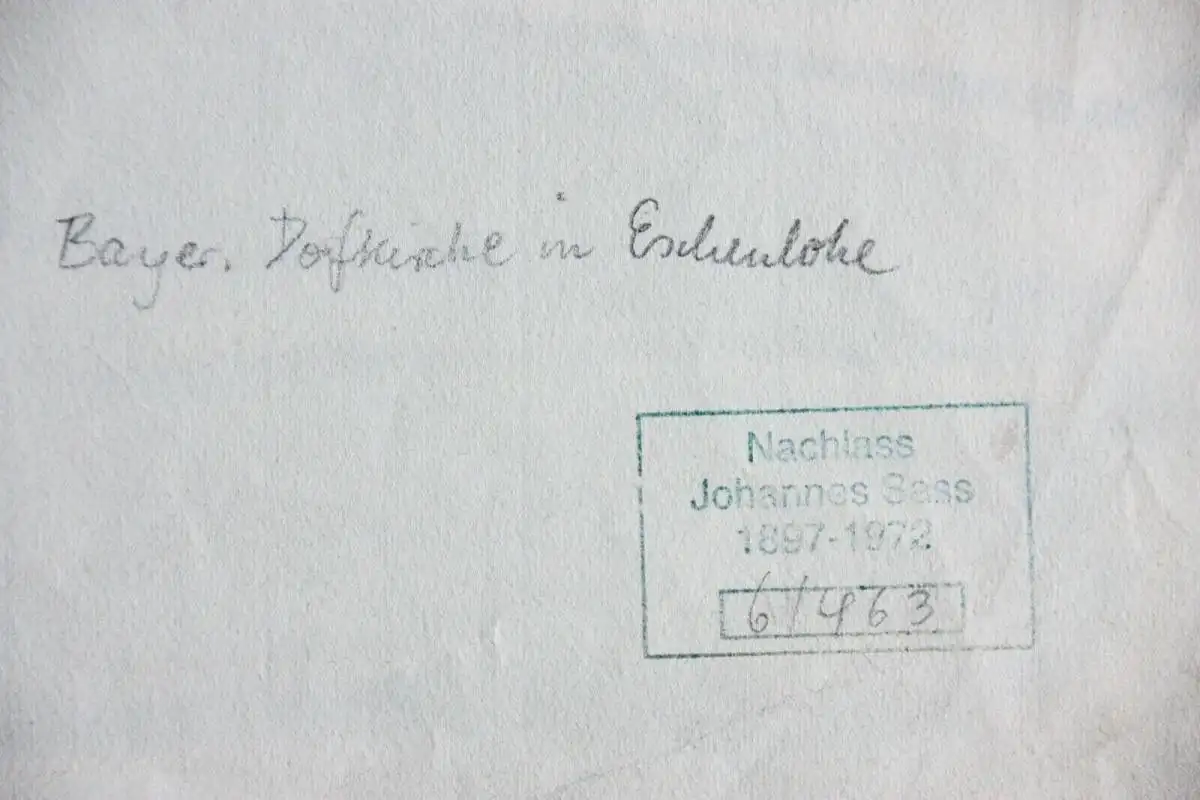 Johannes Sass (1897-1972), Aquarell, barocke Pfarrkirche St. Clemens, Eschenlohe 7