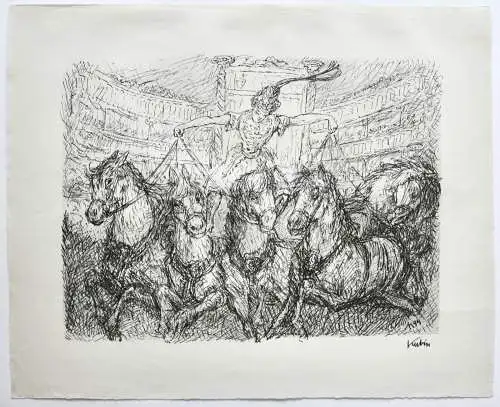 Alfred Kubin (1877-1959) Original Lithographie "Mit Fünfen" Zirkusreiterin, 1944