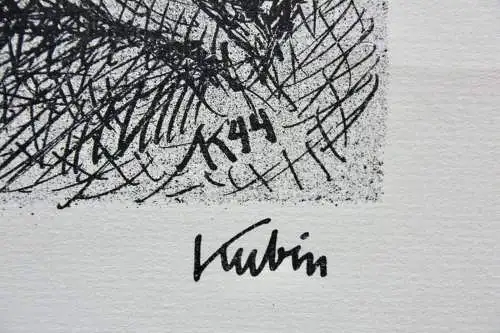 Alfred Kubin (1877-1959) Original Lithographie "Mit Fünfen" Zirkusreiterin, 1944