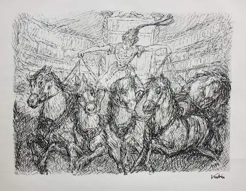 Alfred Kubin (1877-1959) Original Lithographie "Mit Fünfen" Zirkusreiterin, 1944