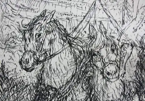 Alfred Kubin (1877-1959) Original Lithographie "Mit Fünfen" Zirkusreiterin, 1944