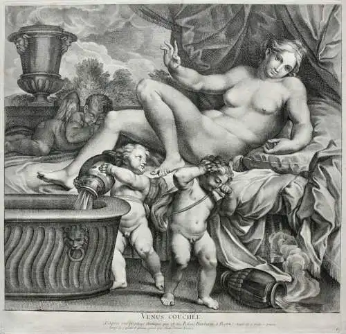 Giovanni Girolamo Frezza (1659-1741), Radierung "Venus couchée", Aphrodite, 1728