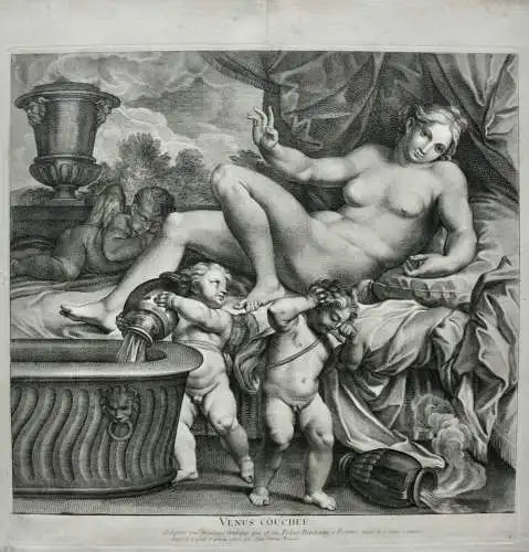 Giovanni Girolamo Frezza (1659-1741), Radierung "Venus couchée", Aphrodite, 1728