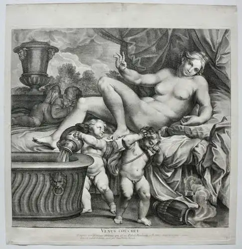 Giovanni Girolamo Frezza (1659-1741), Radierung "Venus couchée", Aphrodite, 1728