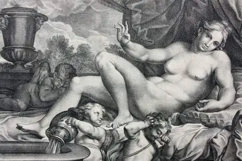 Giovanni Girolamo Frezza (1659-1741), Radierung "Venus couchée", Aphrodite, 1728