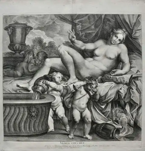 Giovanni Girolamo Frezza (1659-1741), Radierung "Venus couchée", Aphrodite, 1728