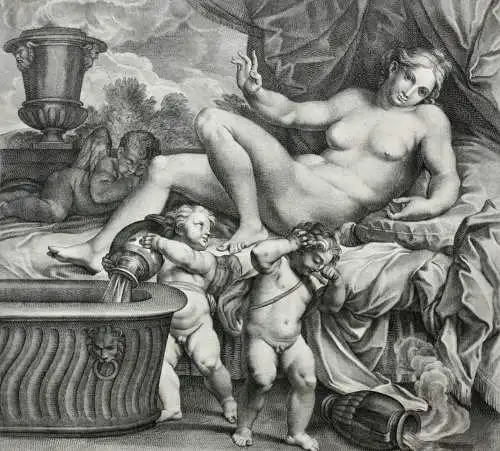 Giovanni Girolamo Frezza (1659-1741), Radierung "Venus couchée", Aphrodite, 1728