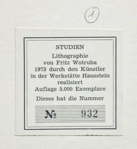 Fritz Wotruba (1907-1975), Lithographie, Stempelsignatur, "Studien", 1973