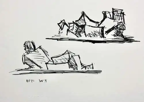 Fritz Wotruba (1907-1975), Lithographie, Stempelsignatur, "Studien", 1973