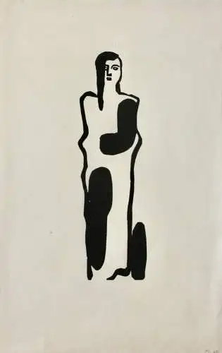 Gustav Heinrich Wolff (1886-1934) Holzschnitt, Nachlass-Stempel, weibliche Figur