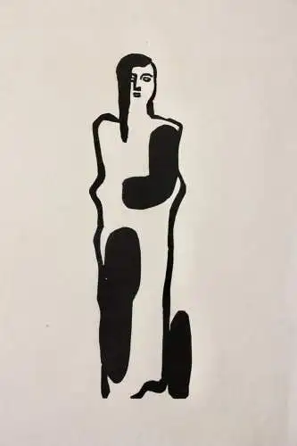 Gustav Heinrich Wolff (1886-1934) Holzschnitt, Nachlass-Stempel, weibliche Figur