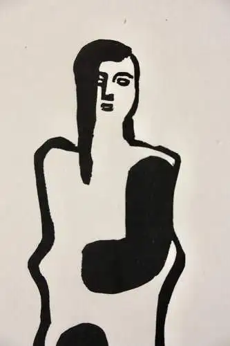Gustav Heinrich Wolff (1886-1934) Holzschnitt, Nachlass-Stempel, weibliche Figur