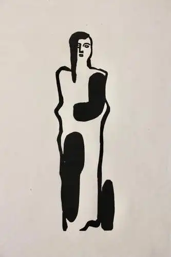 Gustav Heinrich Wolff (1886-1934) Holzschnitt, Nachlass-Stempel, weibliche Figur