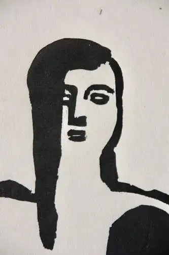 Gustav Heinrich Wolff (1886-1934) Holzschnitt, Nachlass-Stempel, weibliche Figur